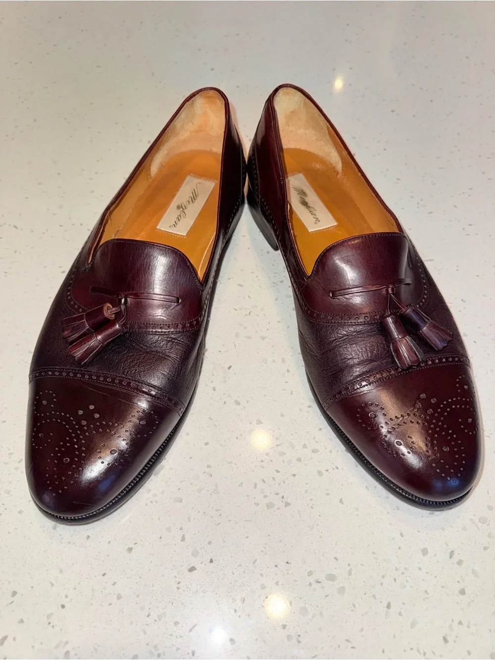 Mezlan Havana Men's Tassel Loafers in Burgundy